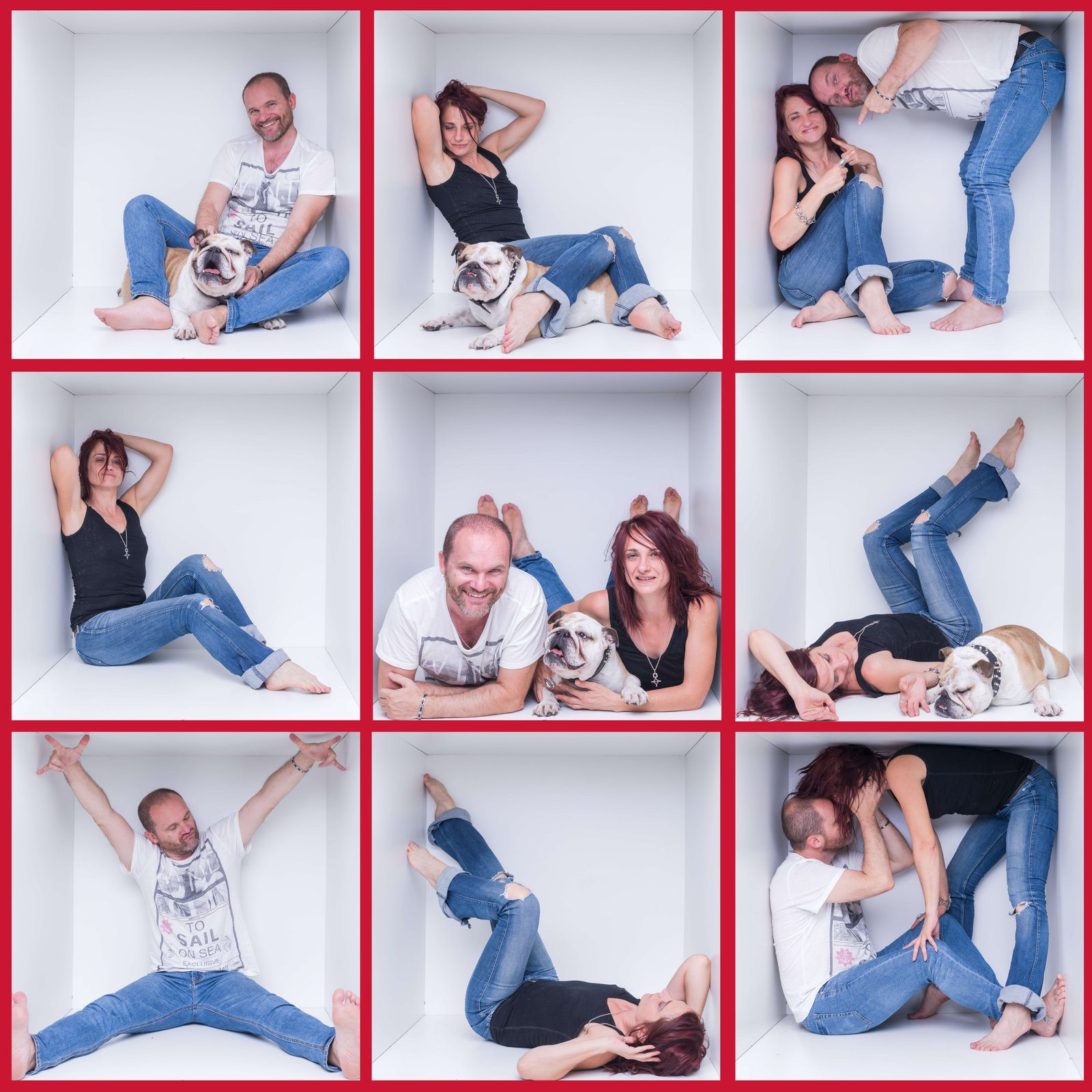 Montage de neuf portraits de famille In the Box