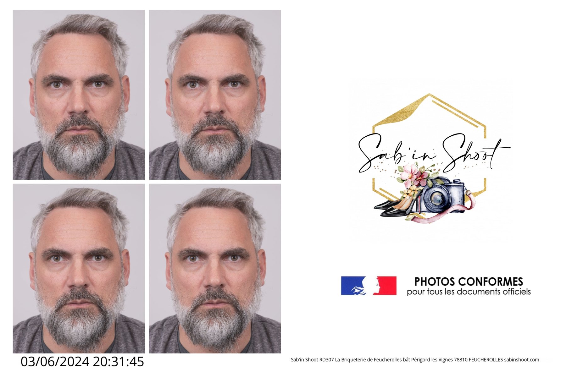 Exemple de planche de photos d’identité réalisée par Sab’in Shoot